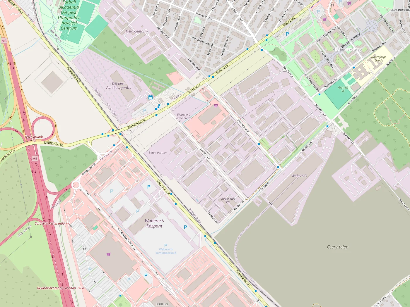 Budapest XVIII. – Zádor utca 2/A. a térképen